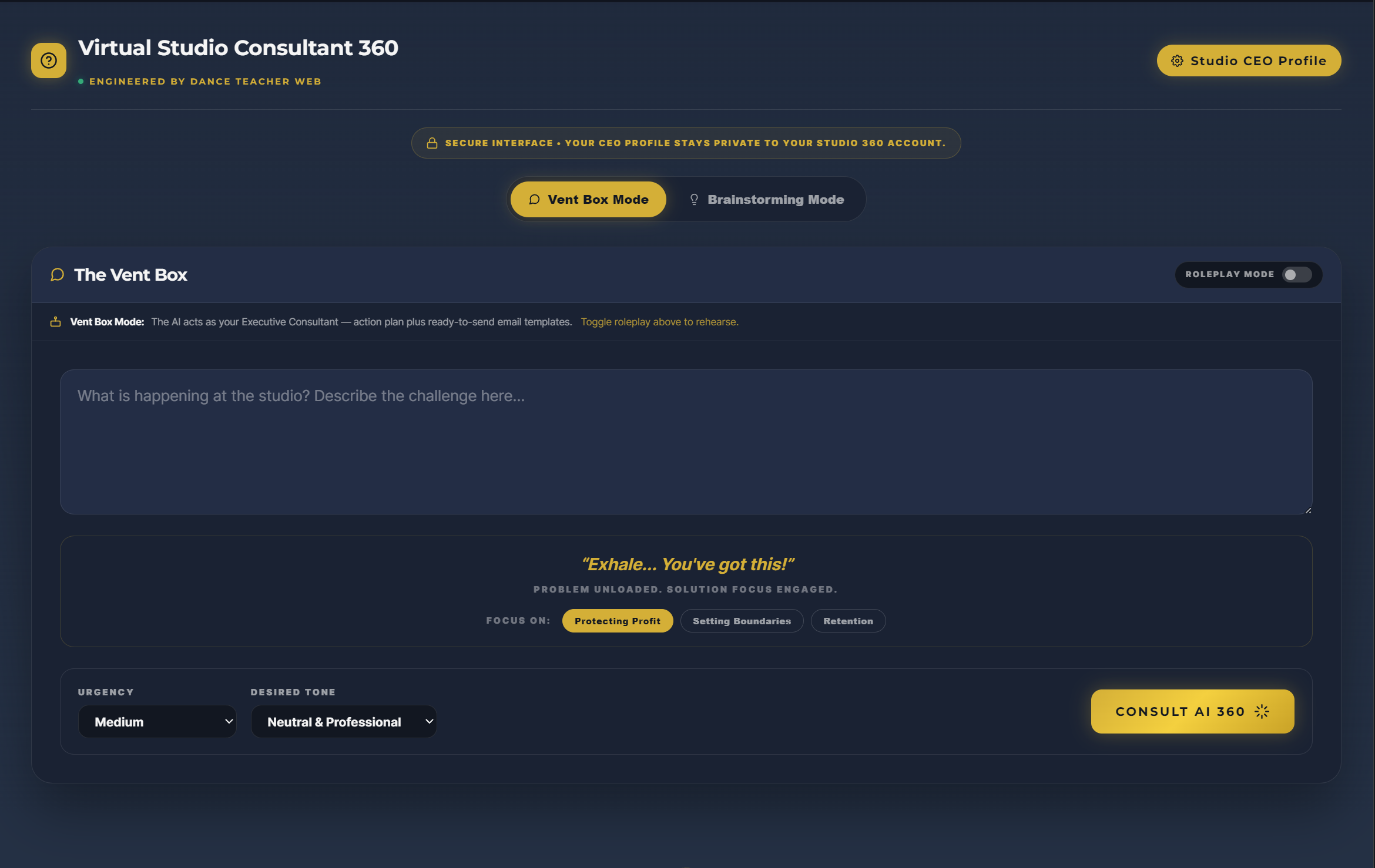 Studio Virtual Assistant 360 — interactive preview